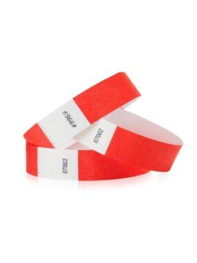 300 Neon Red Tyvek Wristbands – Numbered Event & Office ID Bands (Tamper‑Proof)